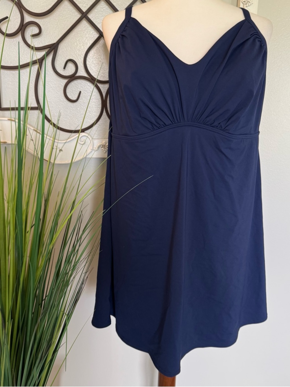 LANDS’ END Size 20W Gorgeous Navy Blue Swim Dress Swimsuit - One Piece